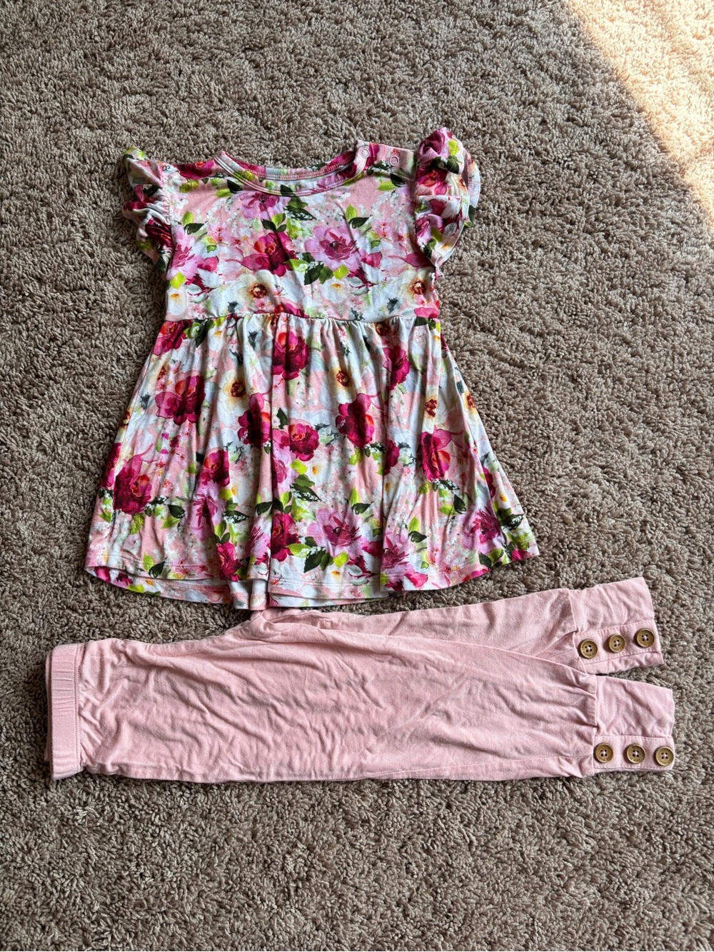 3T-4T Pink Floral Top and Pink Leggings Set: Posh Peanut